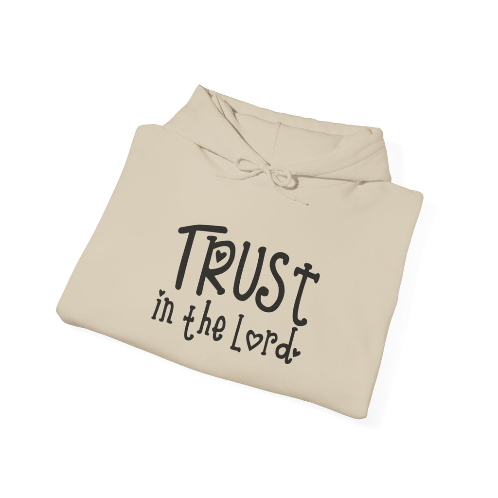 Trust in the Lord Hoodie | Faith Christian Heart Sleeve Design