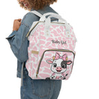 Girls Cow Baby Diaper Backpack with "Psalm 46:5" Scripture