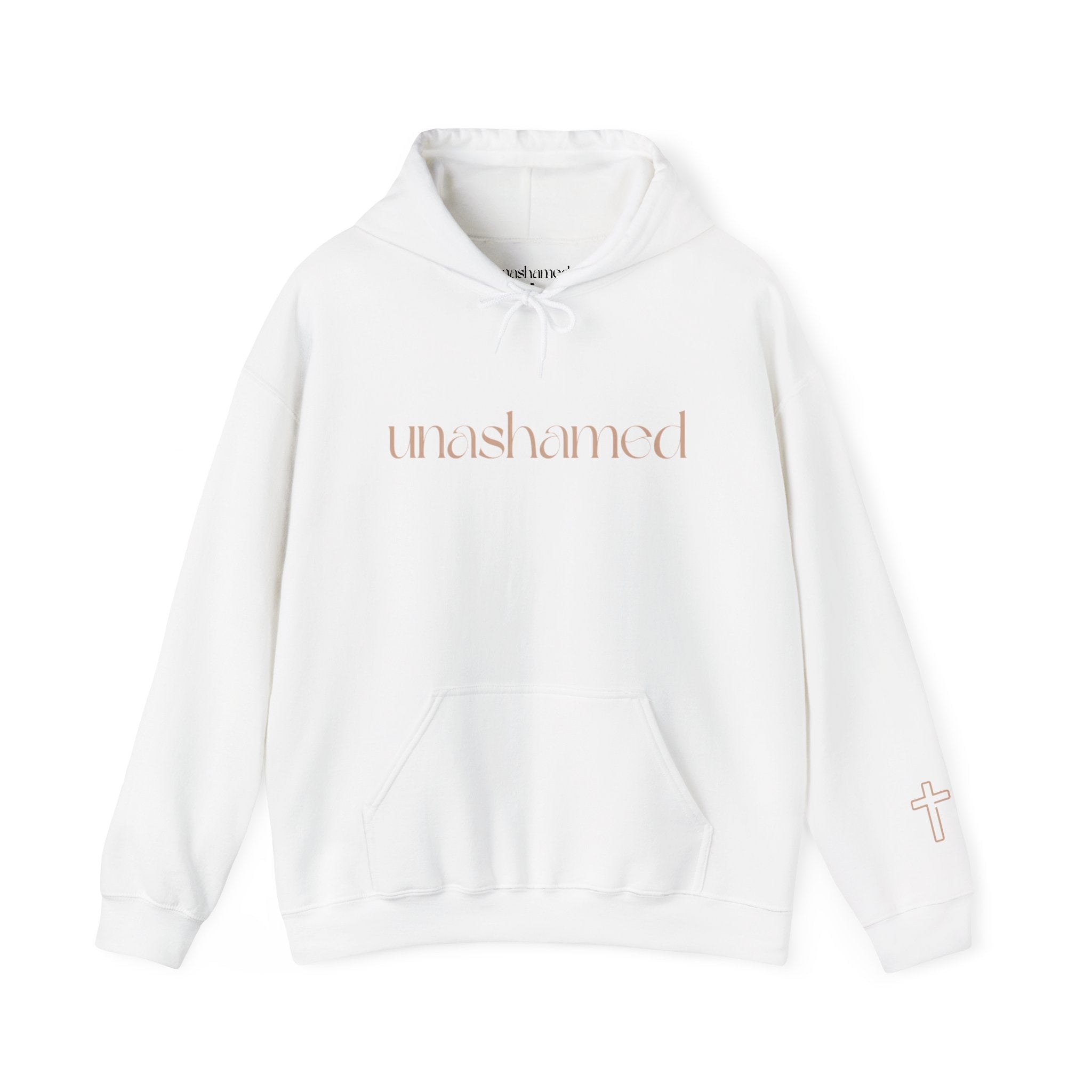 Men & Women Hoodies (Unisex) - I am UNASHAMED beige font