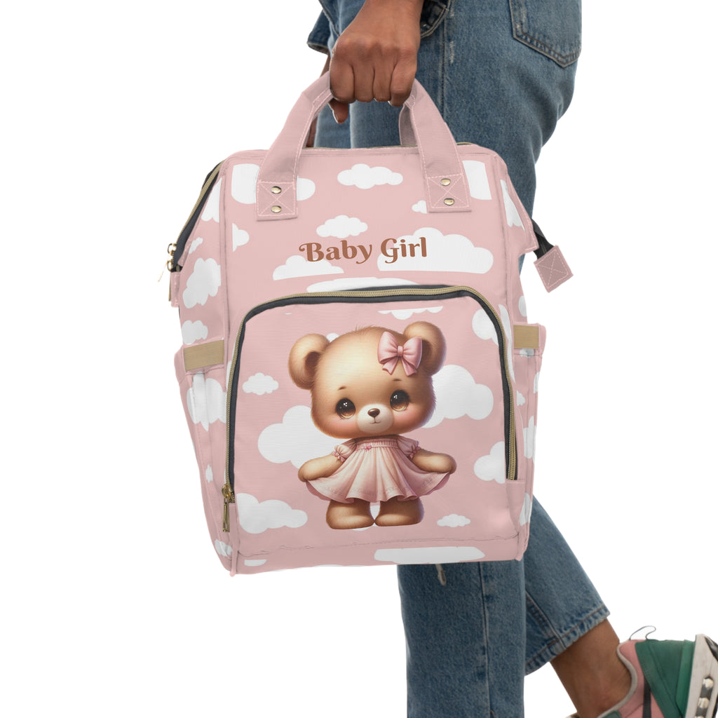 Girls Bear Baby  Diaper Backpack with "Psalm 46:5" Scripture