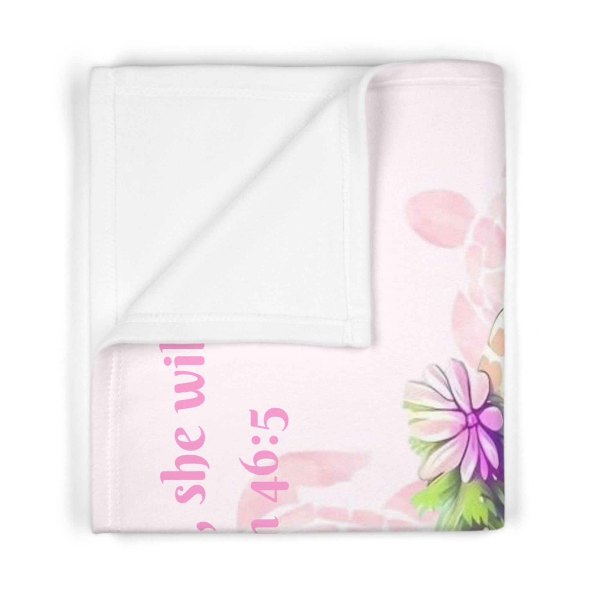 Girls Turtle Baby Blanket with "Psalm 46:5" Scripture