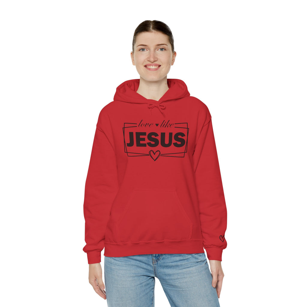 Love like Jesus Hoodie | Faith Christian Heart Sleeve Design