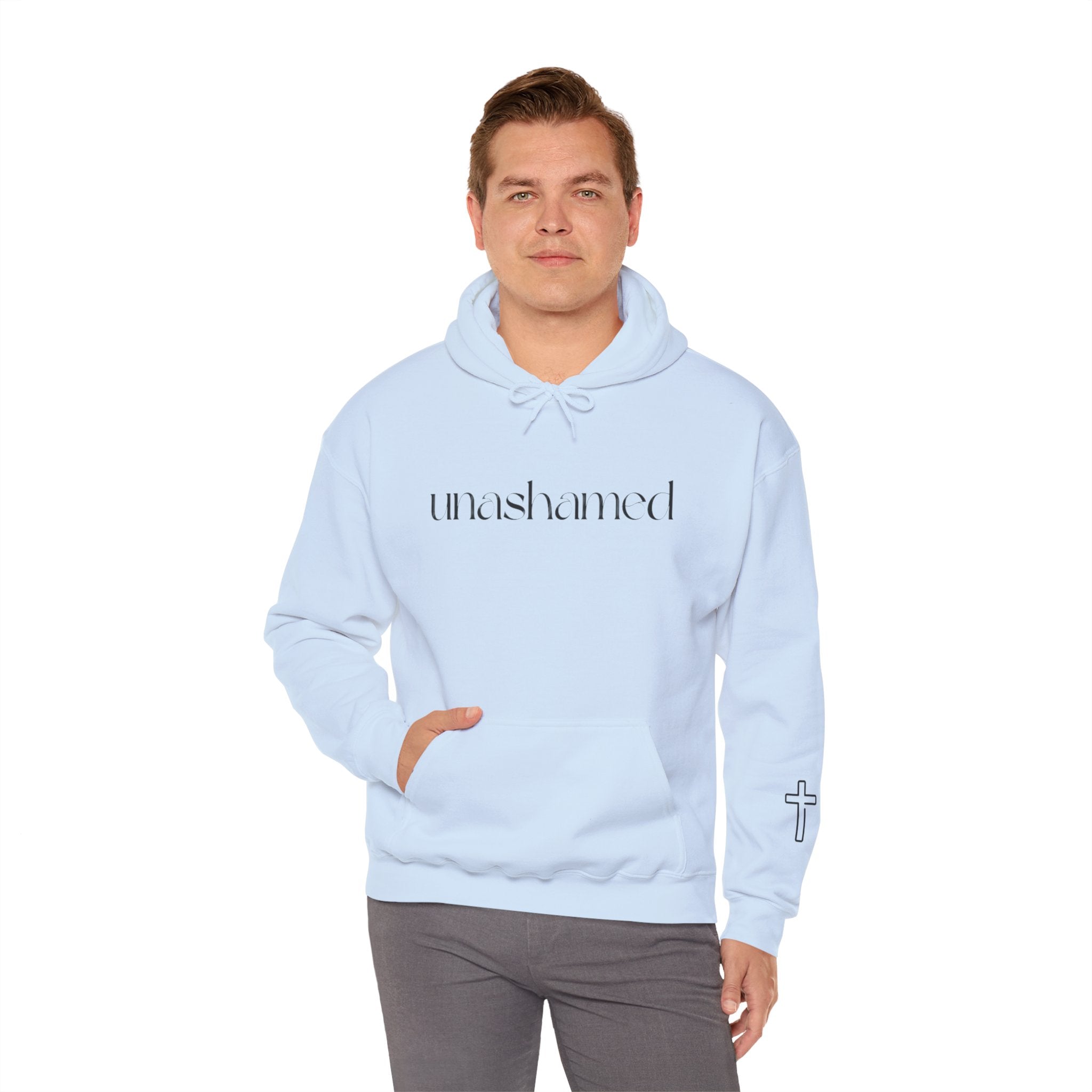 Men & Women Hoodies (Unisex) - I am UNASHAMED black font