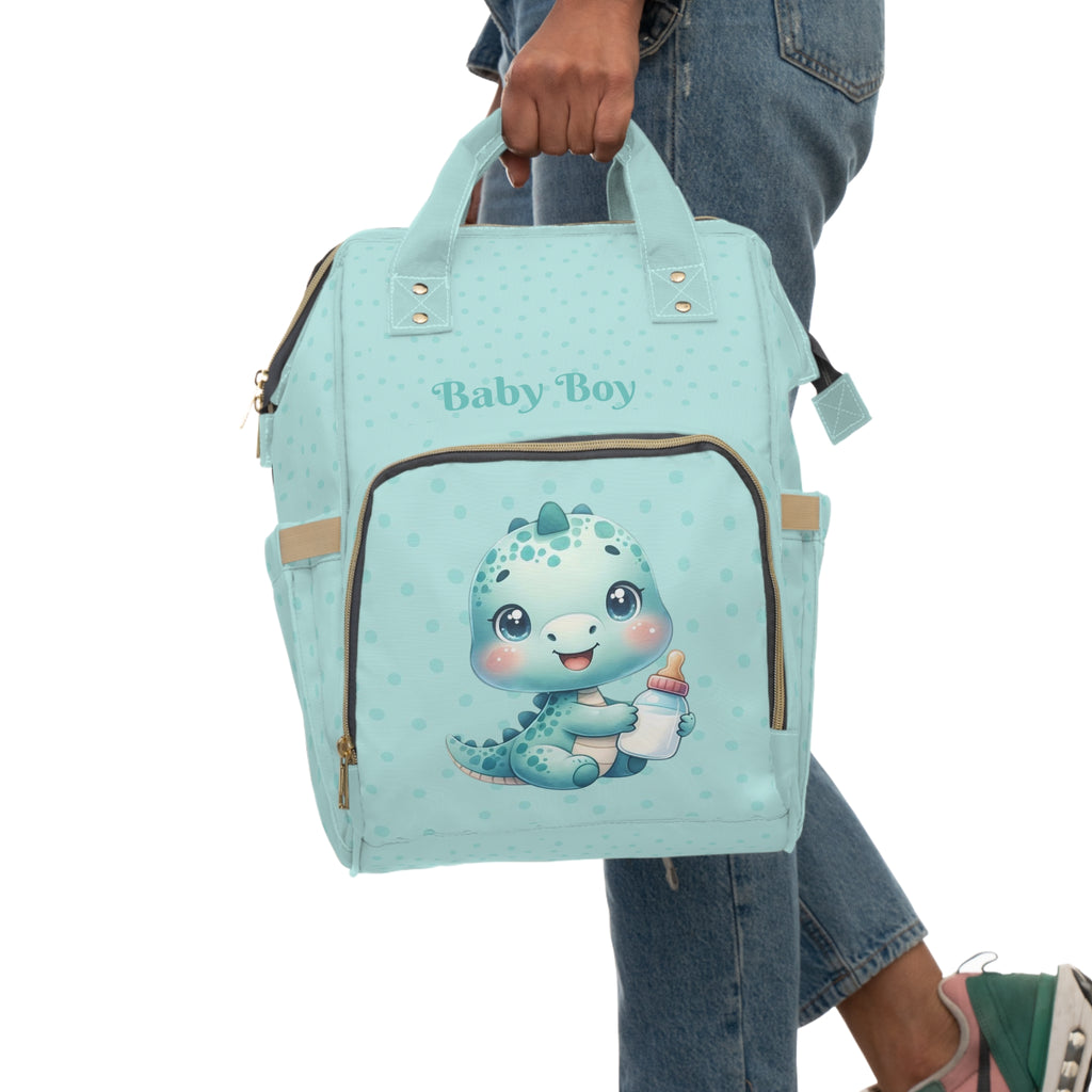 Boys Dinosaur Baby Diaper Backpack with "Psalm 139:14" Scripture