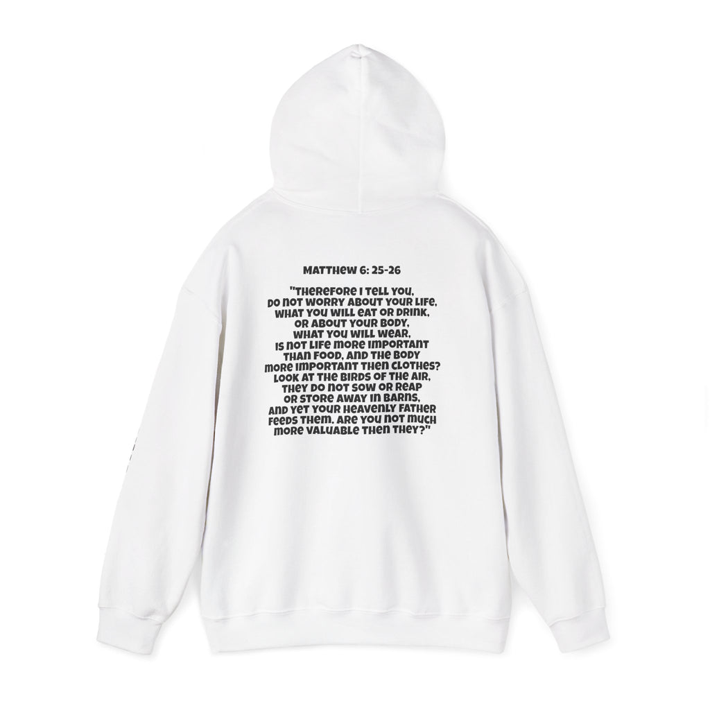 Men & Women Hoodie (Unisex) - Matthew 6: 25-26 Cross Hoodie | Bible Verse Scripture