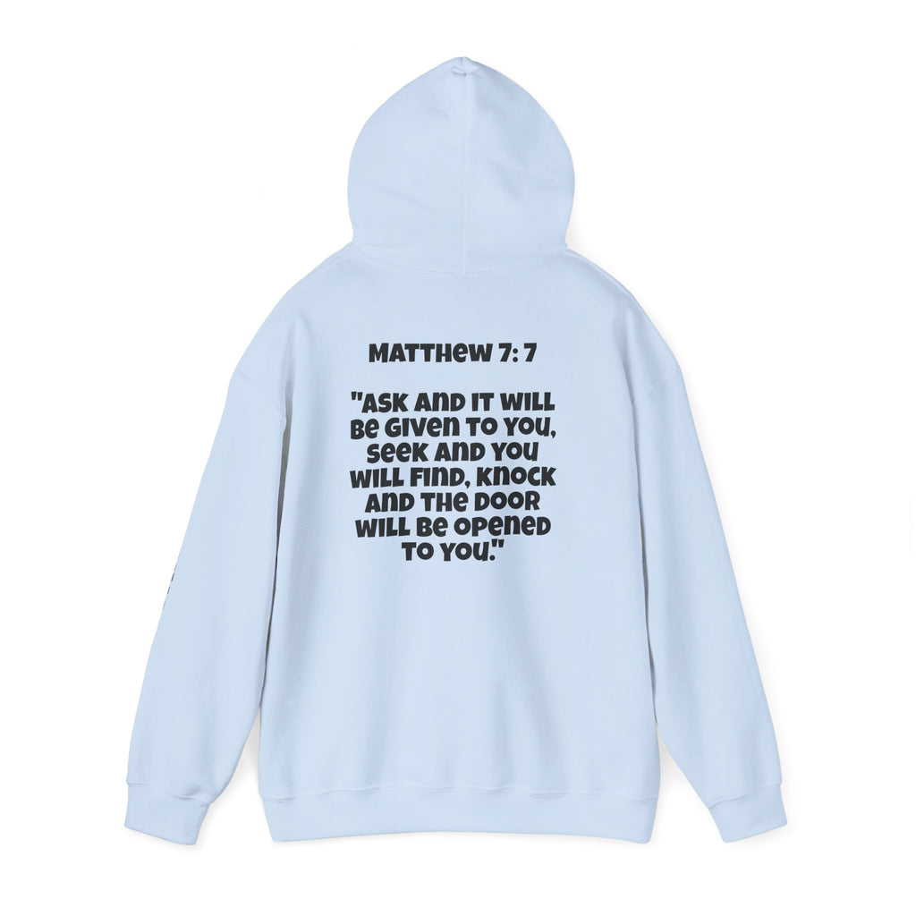 Men & Women Hoodies (Unisex) - Matthew 7:7 Cross Hoodie | Bible Verse Scripture