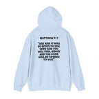 Men & Women Hoodies (Unisex) - Matthew 7:7 Cross Hoodie | Bible Verse Scripture