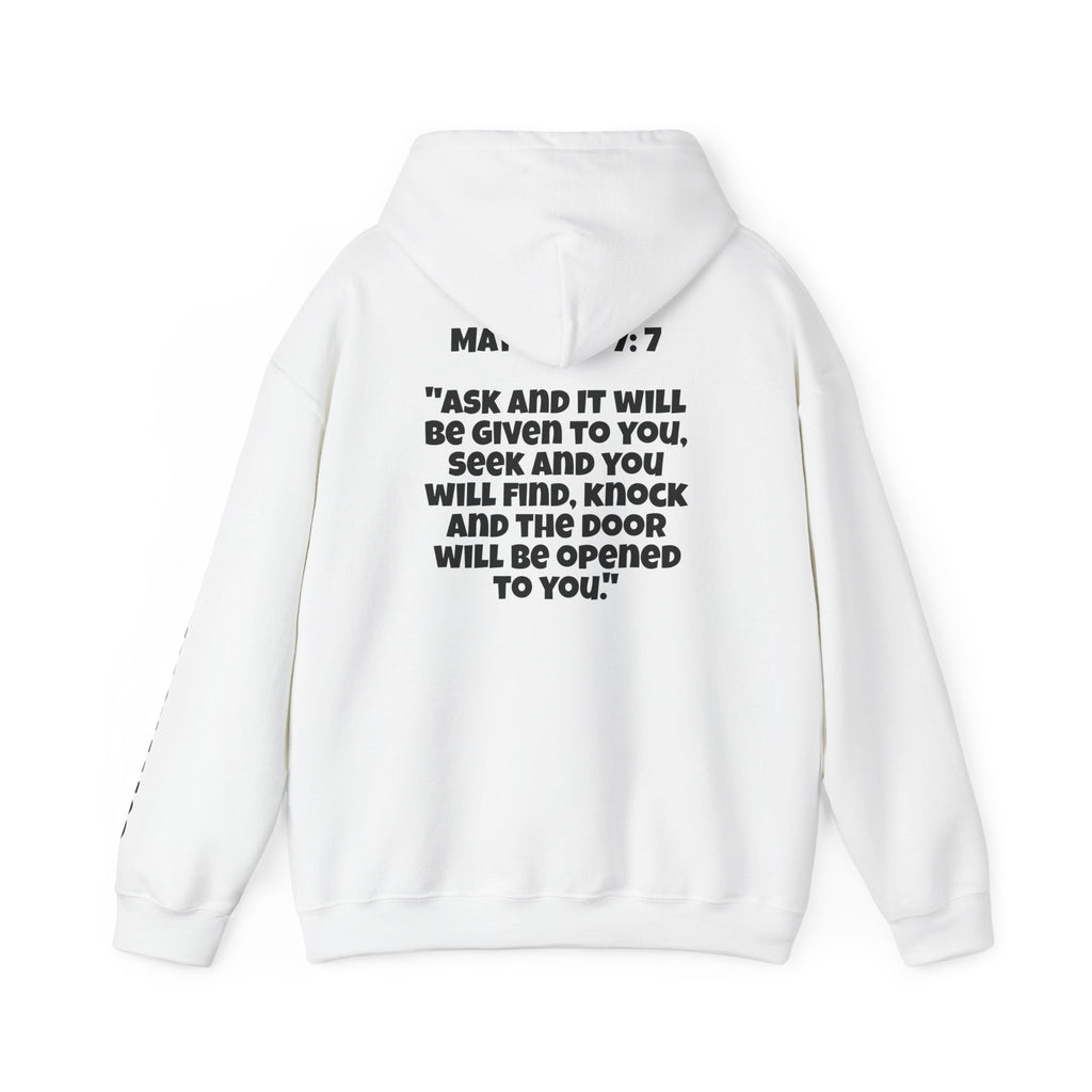 Men & Women Hoodies (Unisex) - Matthew 7:7 Cross Hoodie | Bible Verse Scripture
