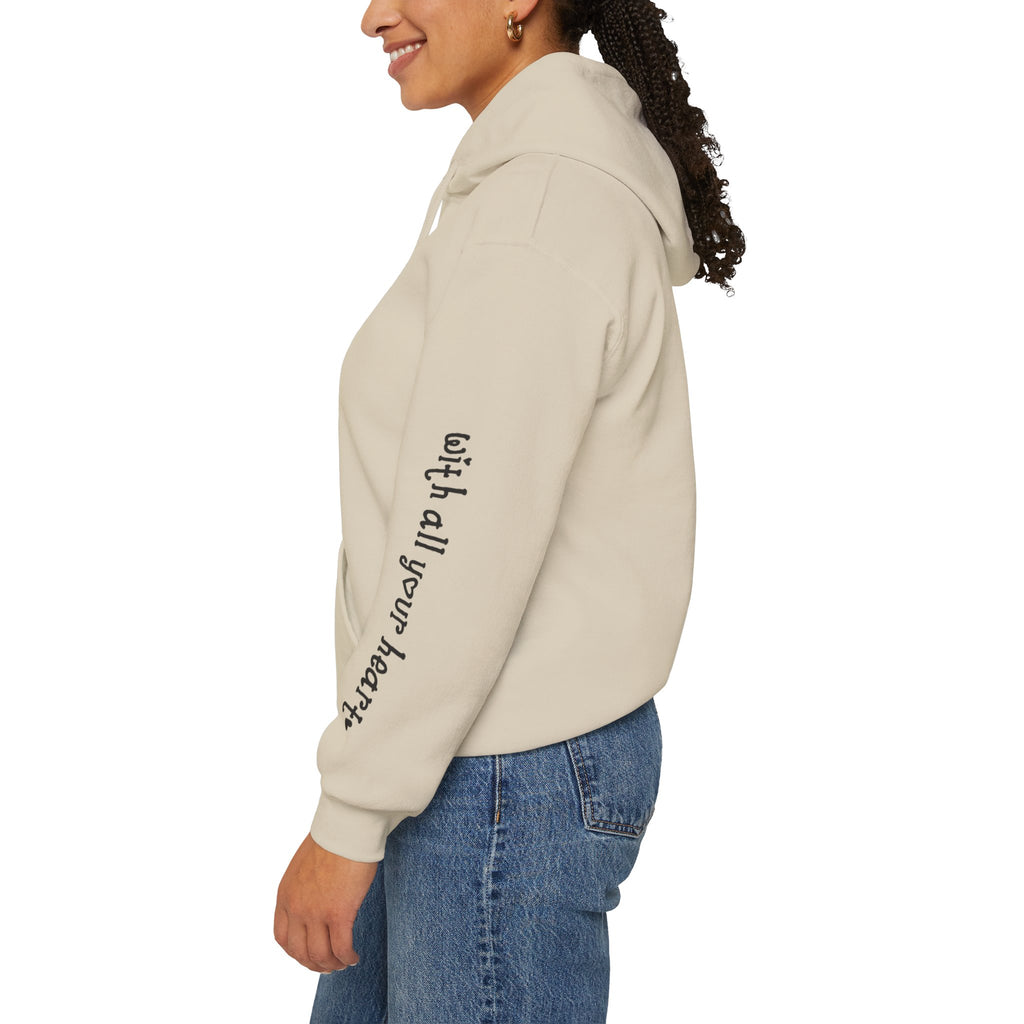 Trust in the Lord Hoodie | Faith Christian Heart Sleeve Design