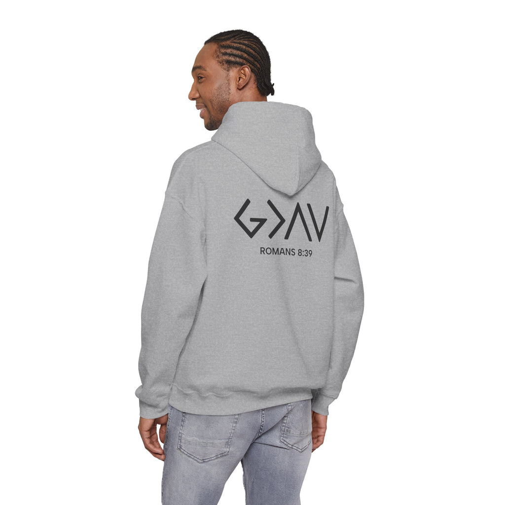 Men Hoodie - Romans 8:39 | GOD IS GREATER THAN MY HIGHS AND MY LOWS