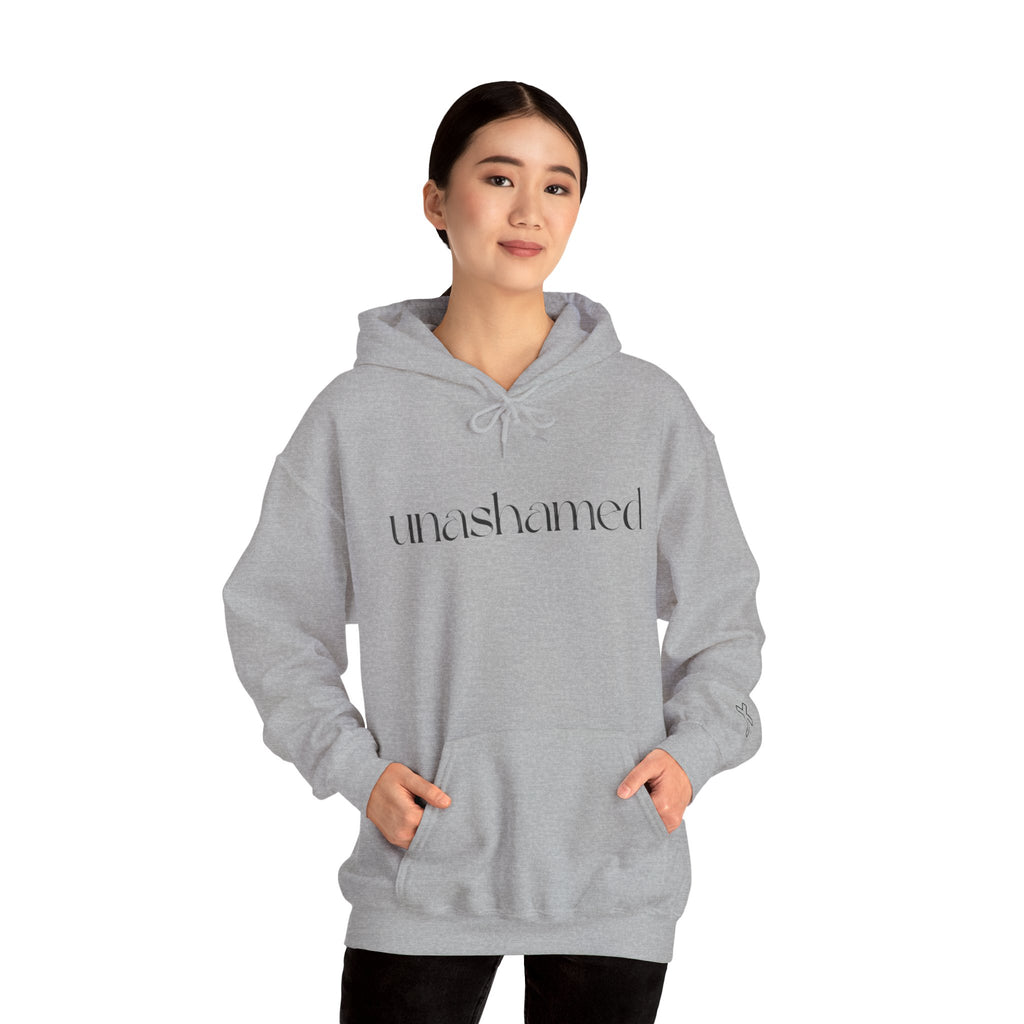 Men & Women Hoodies (Unisex) - I am UNASHAMED black font