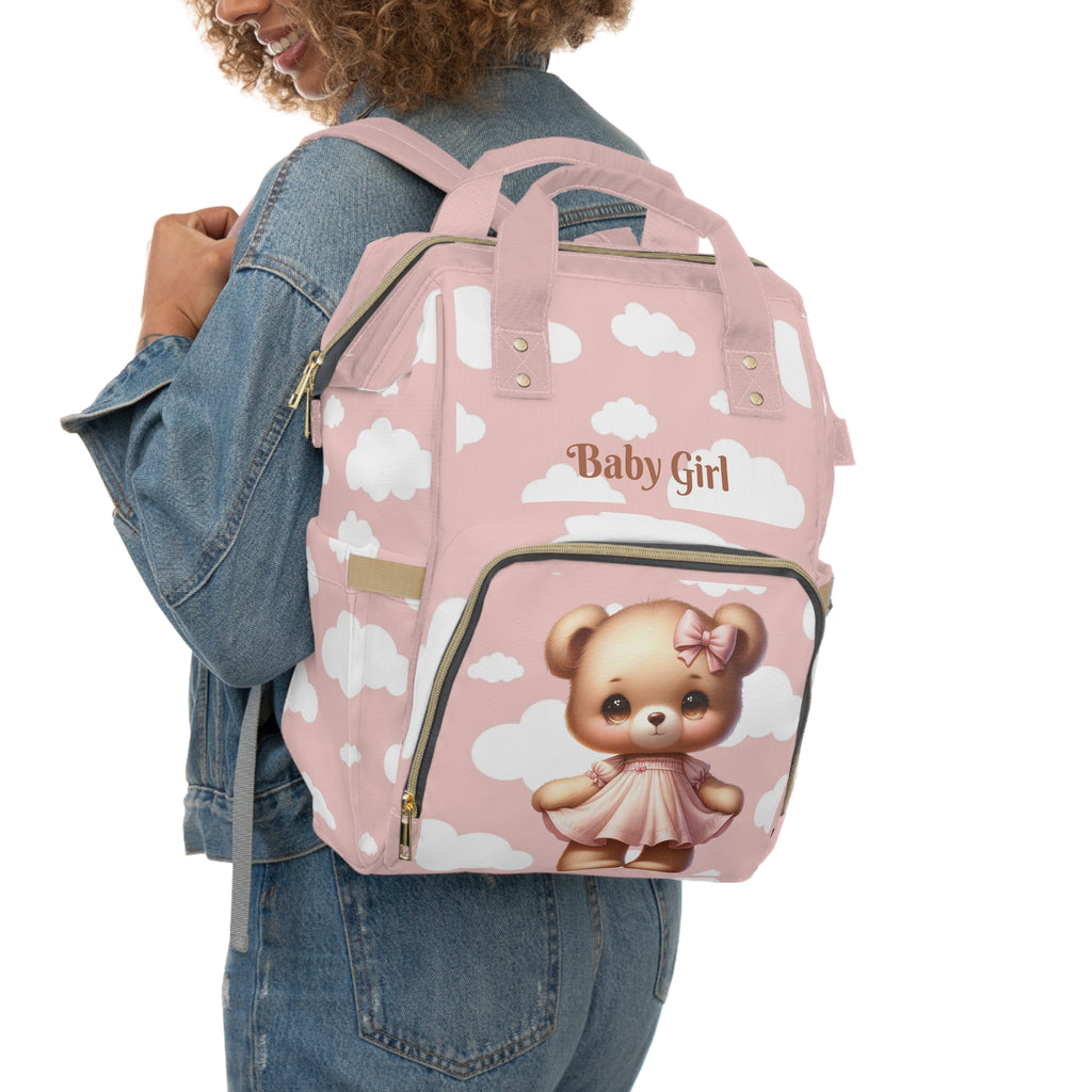 Girls Bear Baby  Diaper Backpack with "Psalm 46:5" Scripture