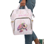 Girls Turtle Baby Diaper Backpack with "Psalm 46:5" Scripture