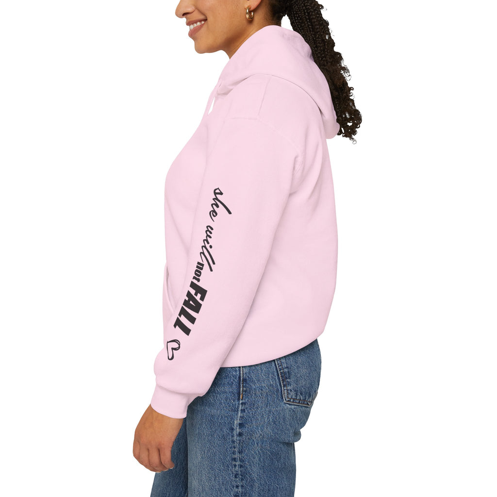 God is Within Her Hoodie | Faith Christian Heart Sleeve Design