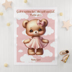 Girls Bear Baby Blanket with "Psalm 46:5" Scripture