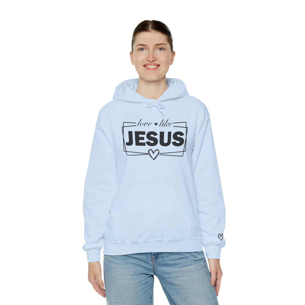 Love like Jesus Hoodie | Faith Christian Heart Sleeve Design
