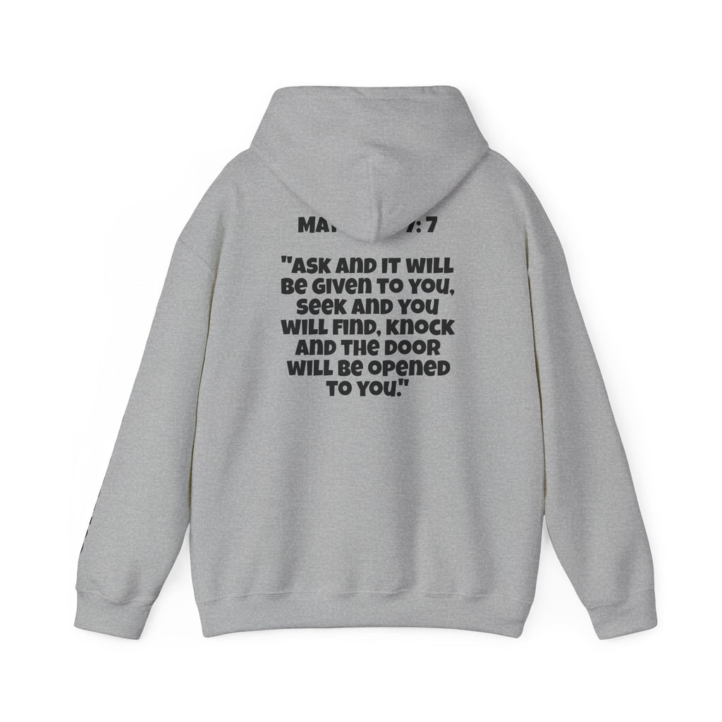 Men & Women Hoodies (Unisex) - Matthew 7:7 Cross Hoodie | Bible Verse Scripture