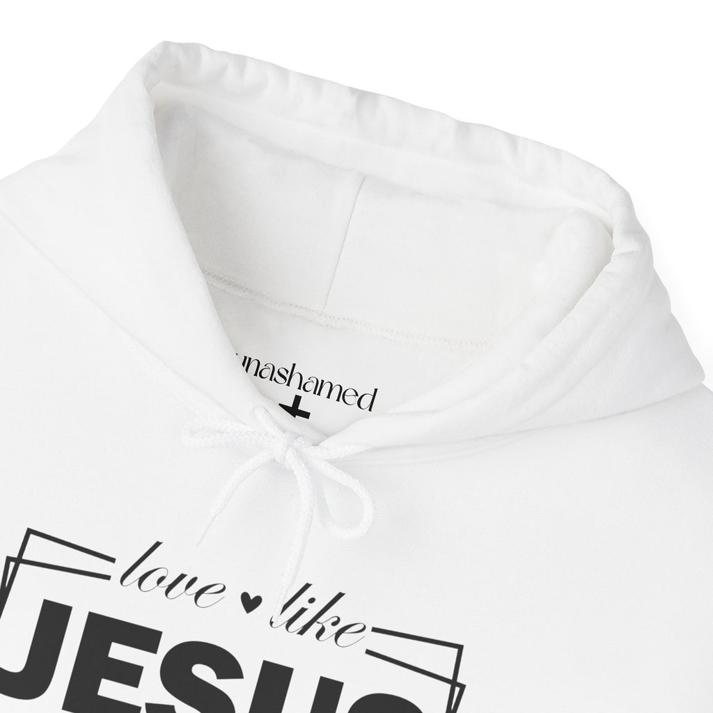Love like Jesus Hoodie | Faith Christian Heart Sleeve Design