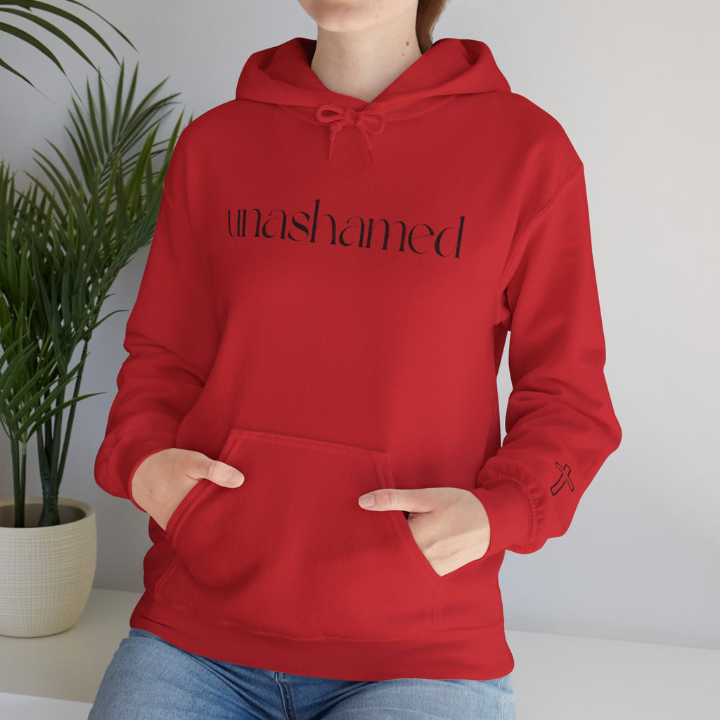 Men & Women Hoodies (Unisex) - I am UNASHAMED black font