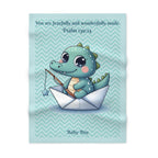 Boys Crocodile Baby Blanket with "Psalm 139:14" Scripture
