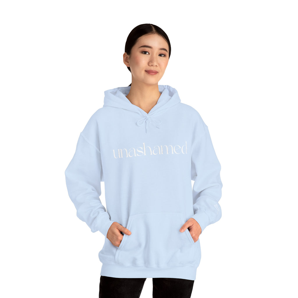 Men & Women Hoodies (Unisex) - I am UNASHAMED white font