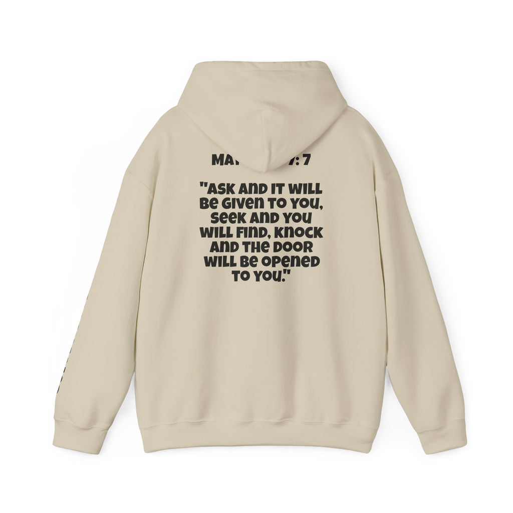 Men & Women Hoodies (Unisex) - Matthew 7:7 Cross Hoodie | Bible Verse Scripture