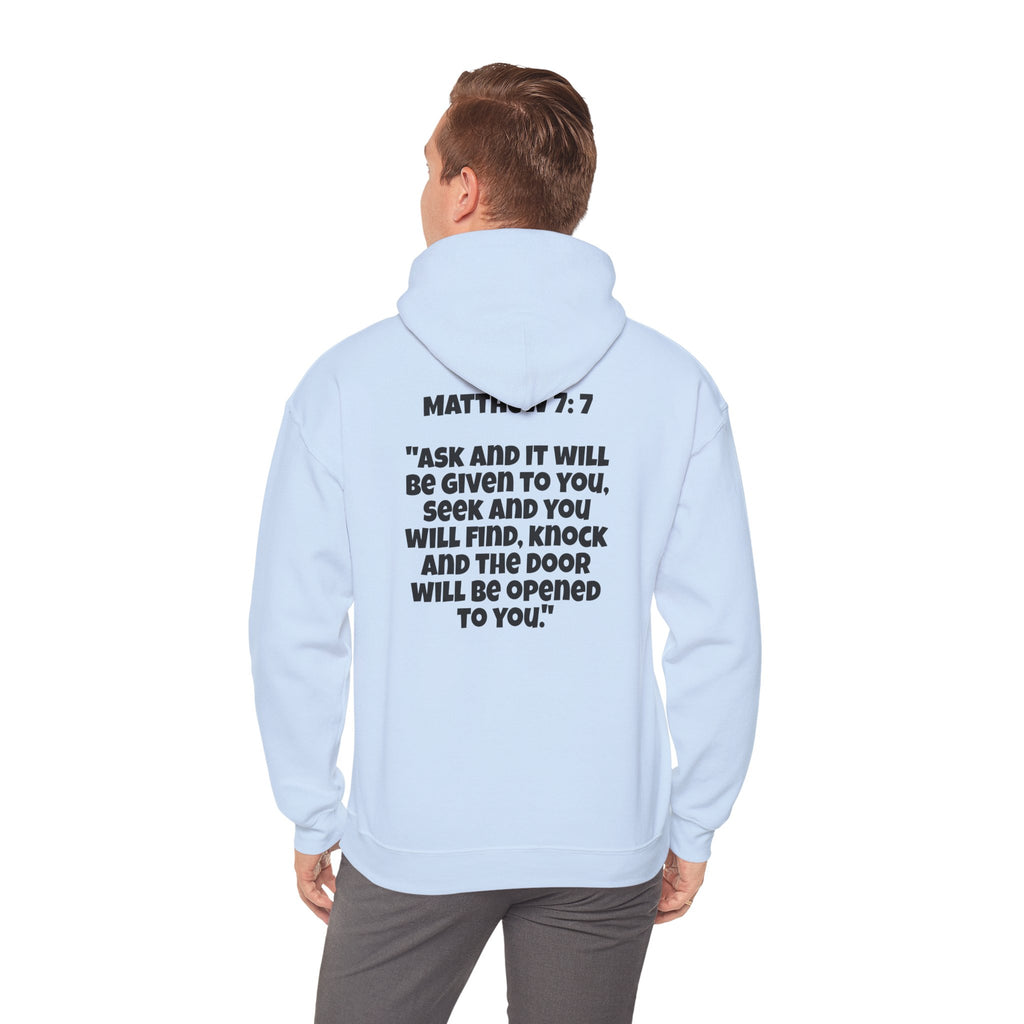 Men & Women Hoodies (Unisex) - Matthew 7:7 Cross Hoodie | Bible Verse Scripture