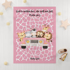 Girls Safari Baby Blanket with "Psalm 46:5" Scripture