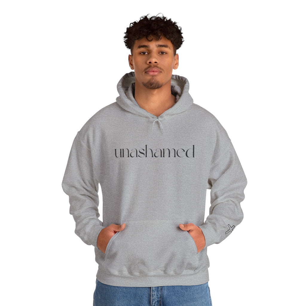 Men & Women Hoodies (Unisex) - I am UNASHAMED black font