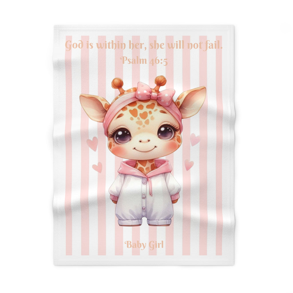 Girls Giraffe Baby Blanket with "Psalm 46:5" Scripture