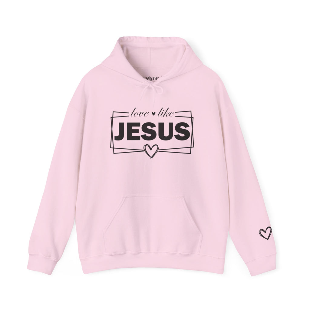 Love like Jesus Hoodie | Faith Christian Heart Sleeve Design