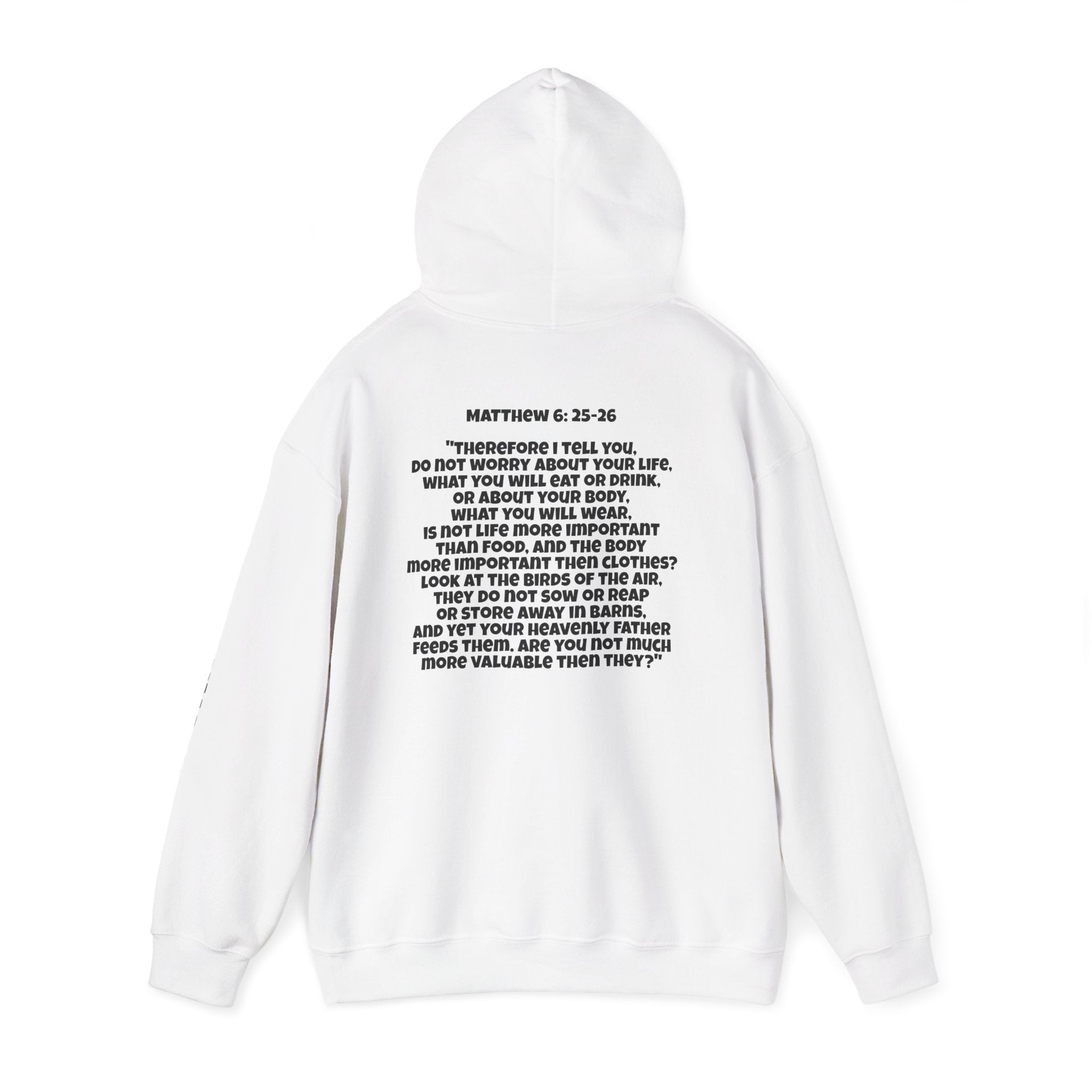Men & Women Hoodie (Unisex) - Matthew 6: 25-26 Cross Hoodie | Bible Verse Scripture