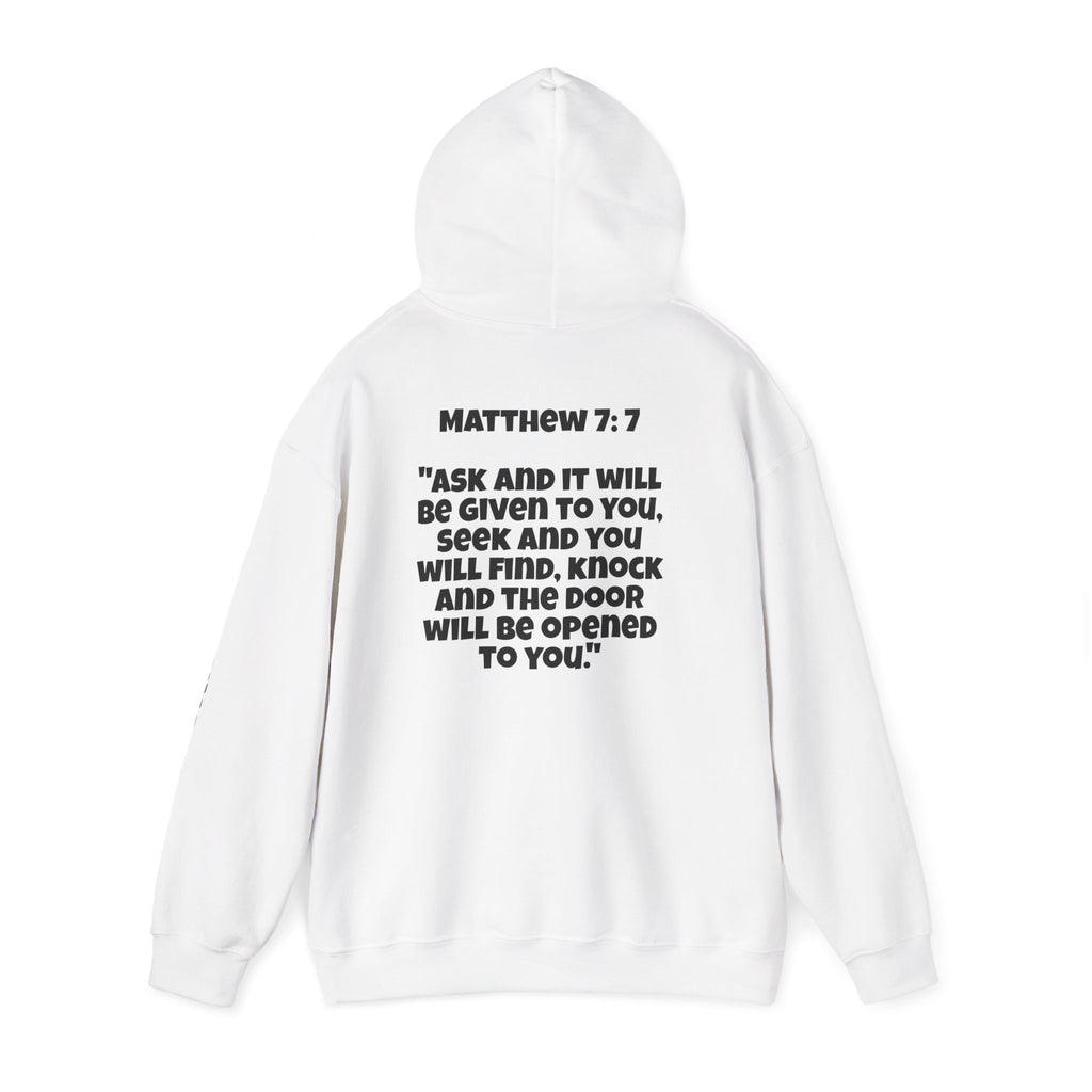 Men & Women Hoodies (Unisex) - Matthew 7:7 Cross Hoodie | Bible Verse Scripture