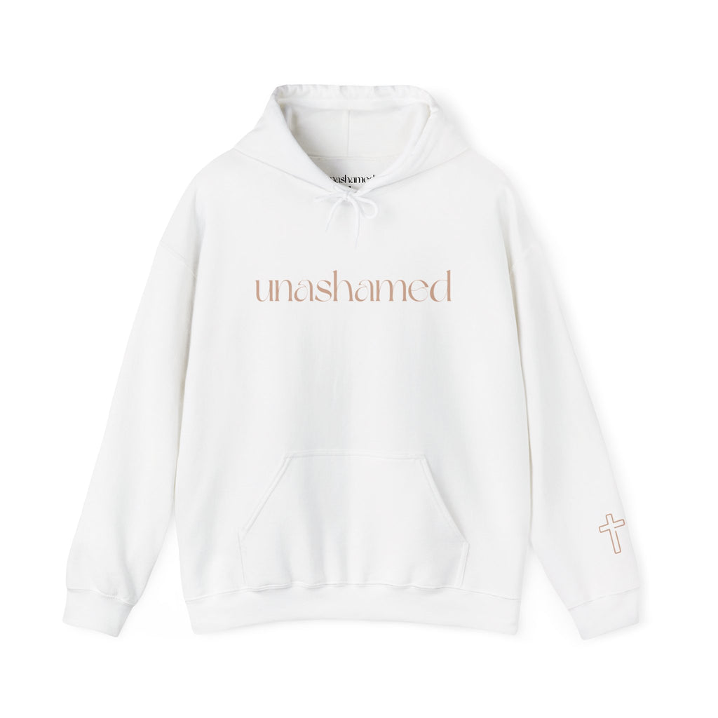 Men & Women Hoodies (Unisex) - I am UNASHAMED beige font