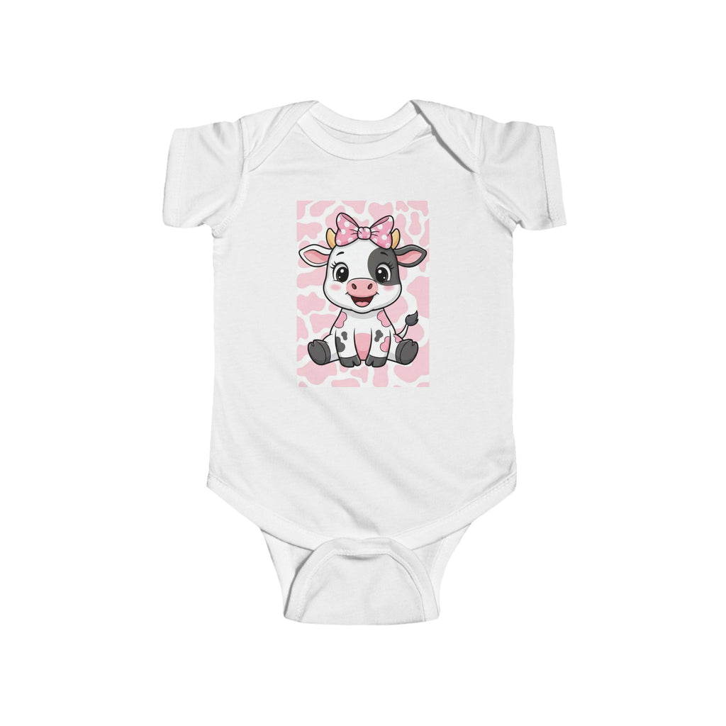Girls Cow Infant Bodysuit with "Psalm 46:5" Scripture
