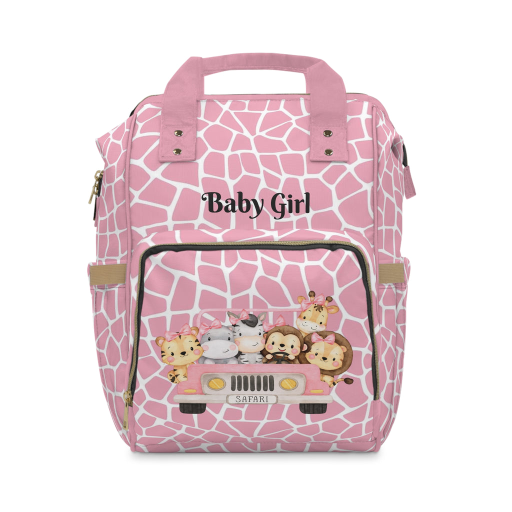 Girls Safari Baby Diaper Backpack with "Psalm 46:5" Scripture