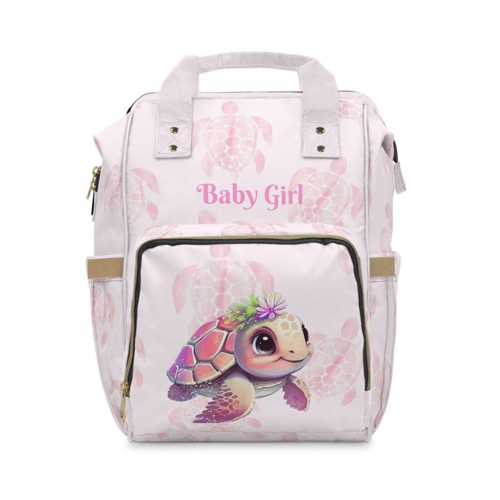 Girls Turtle Baby Diaper Backpack with "Psalm 46:5" Scripture