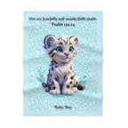 Boys Leopard Baby Blanket with "Psalm 139:14" Scripture