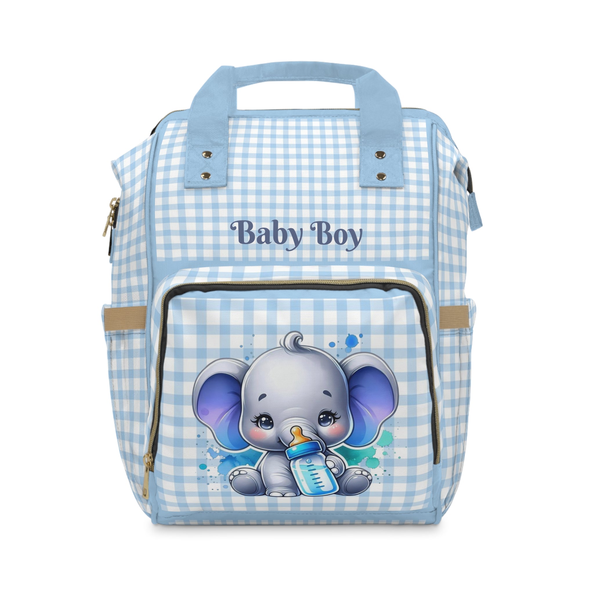Boys Elephant Baby Diaper Backpack with "Psalm 139:14" Scripture