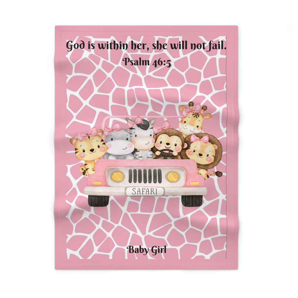 Girls Safari Baby Blanket with "Psalm 46:5" Scripture