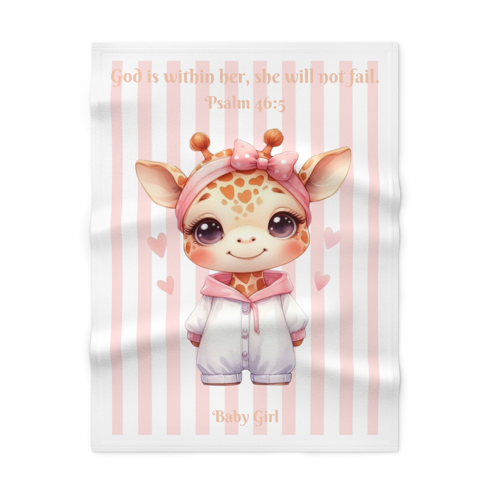 Girls Giraffe Baby Blanket with "Psalm 46:5" Scripture