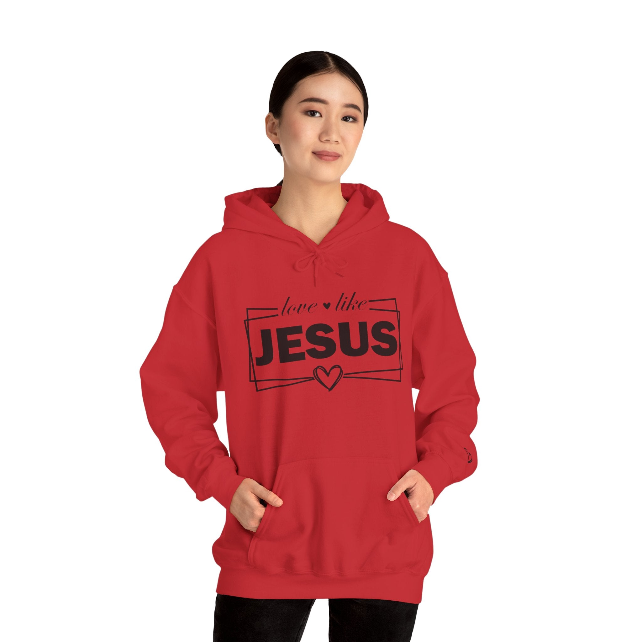Love like Jesus Hoodie | Faith Christian Heart Sleeve Design