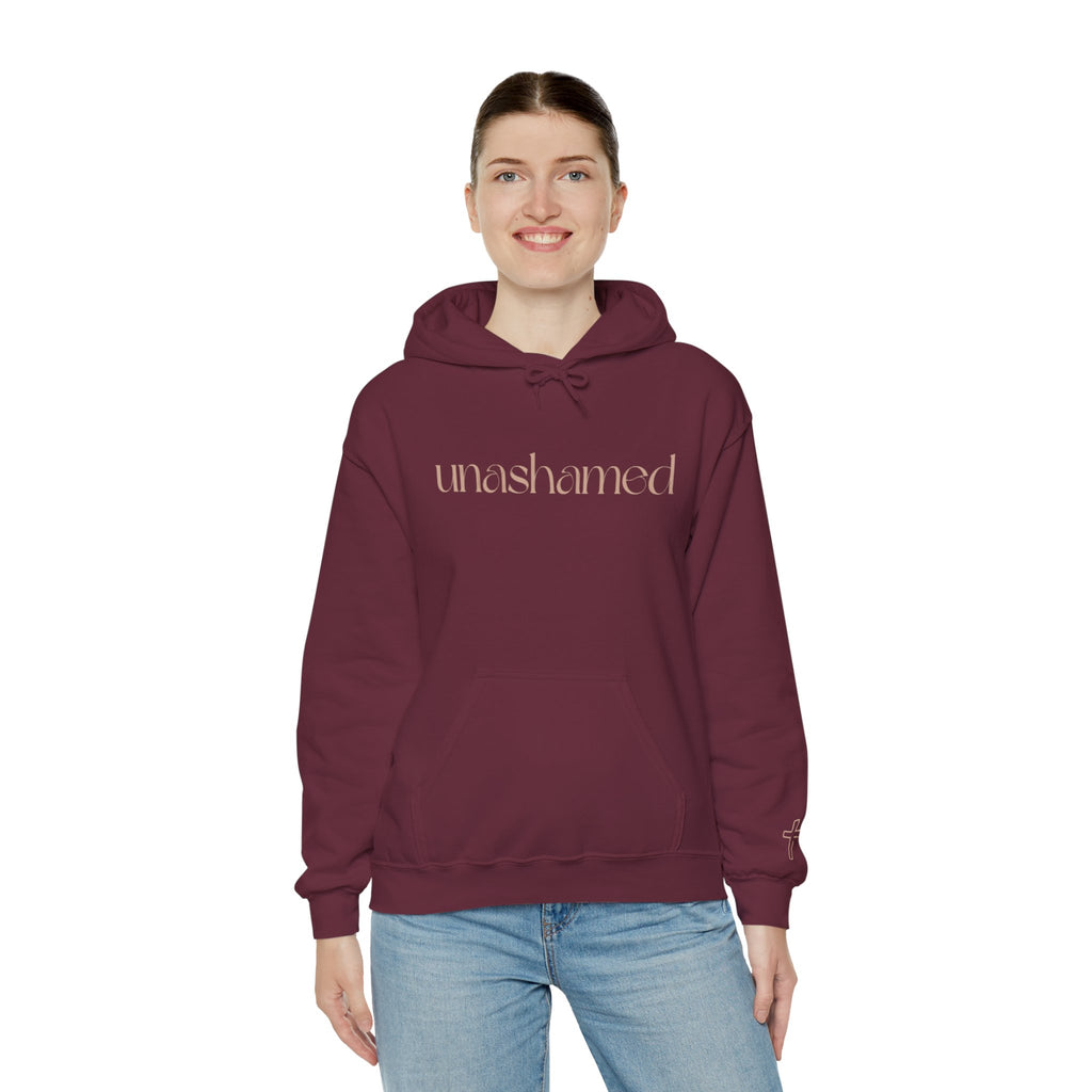 Men & Women Hoodies (Unisex) - I am UNASHAMED beige font