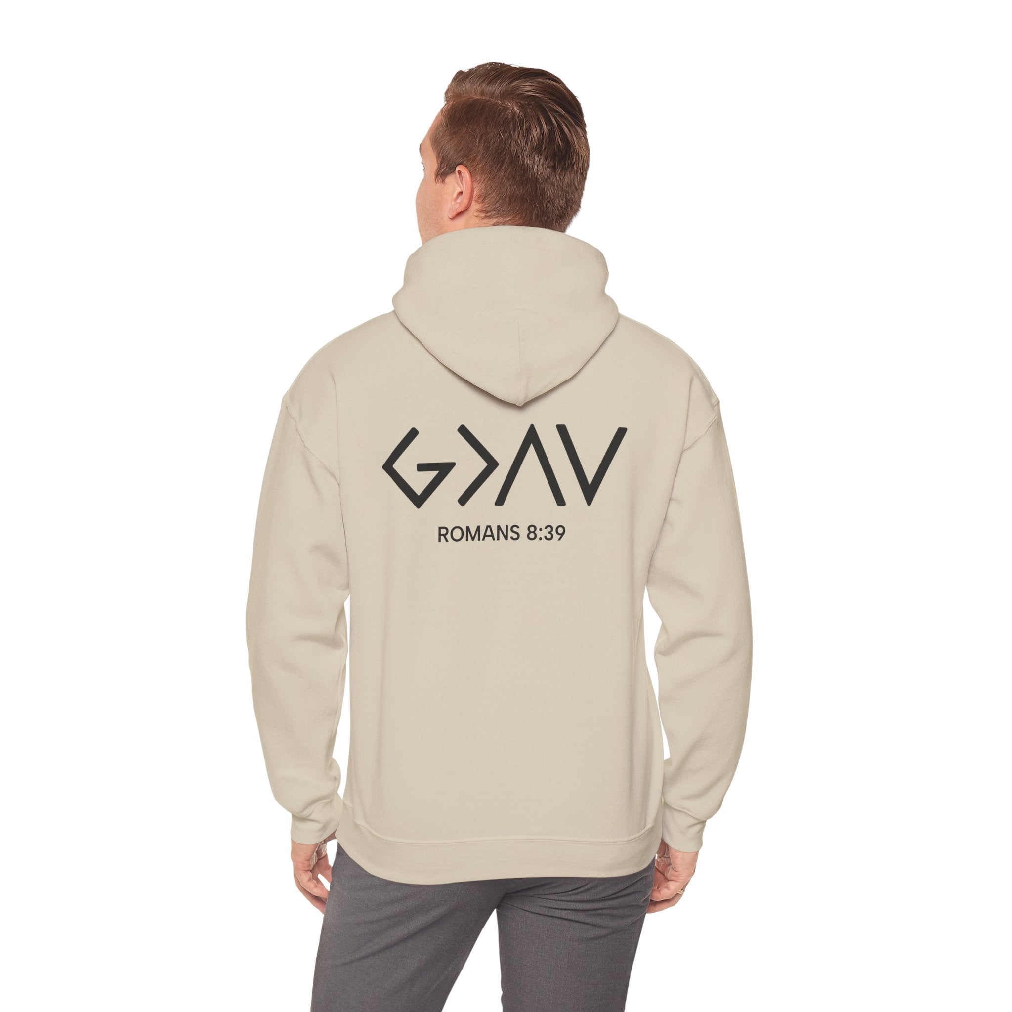 Men Hoodie - Romans 8:39 | GOD IS GREATER THAN MY HIGHS AND MY LOWS