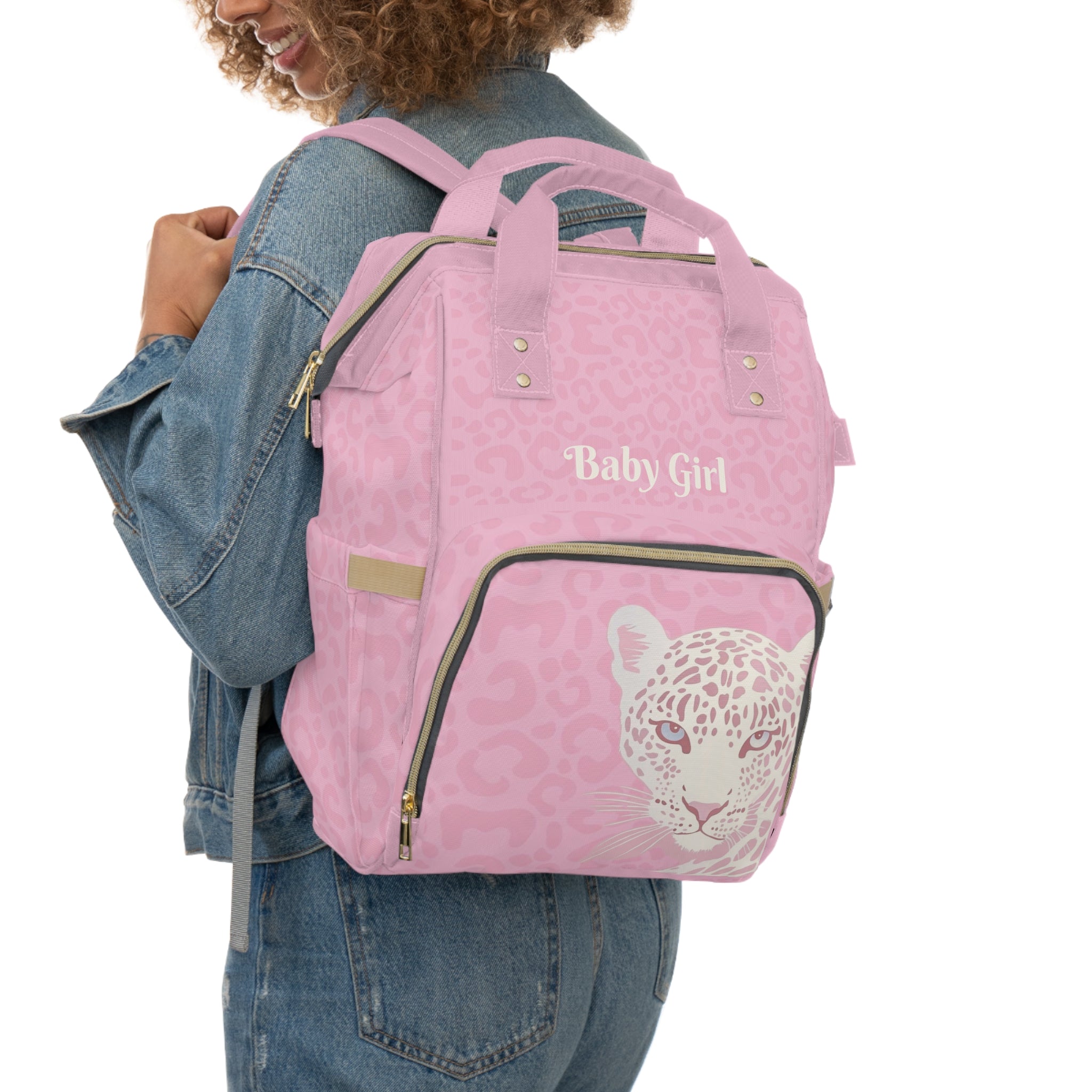 Girls Leopard Baby Diaper Backpack with "Psalm 46:5" Scripture