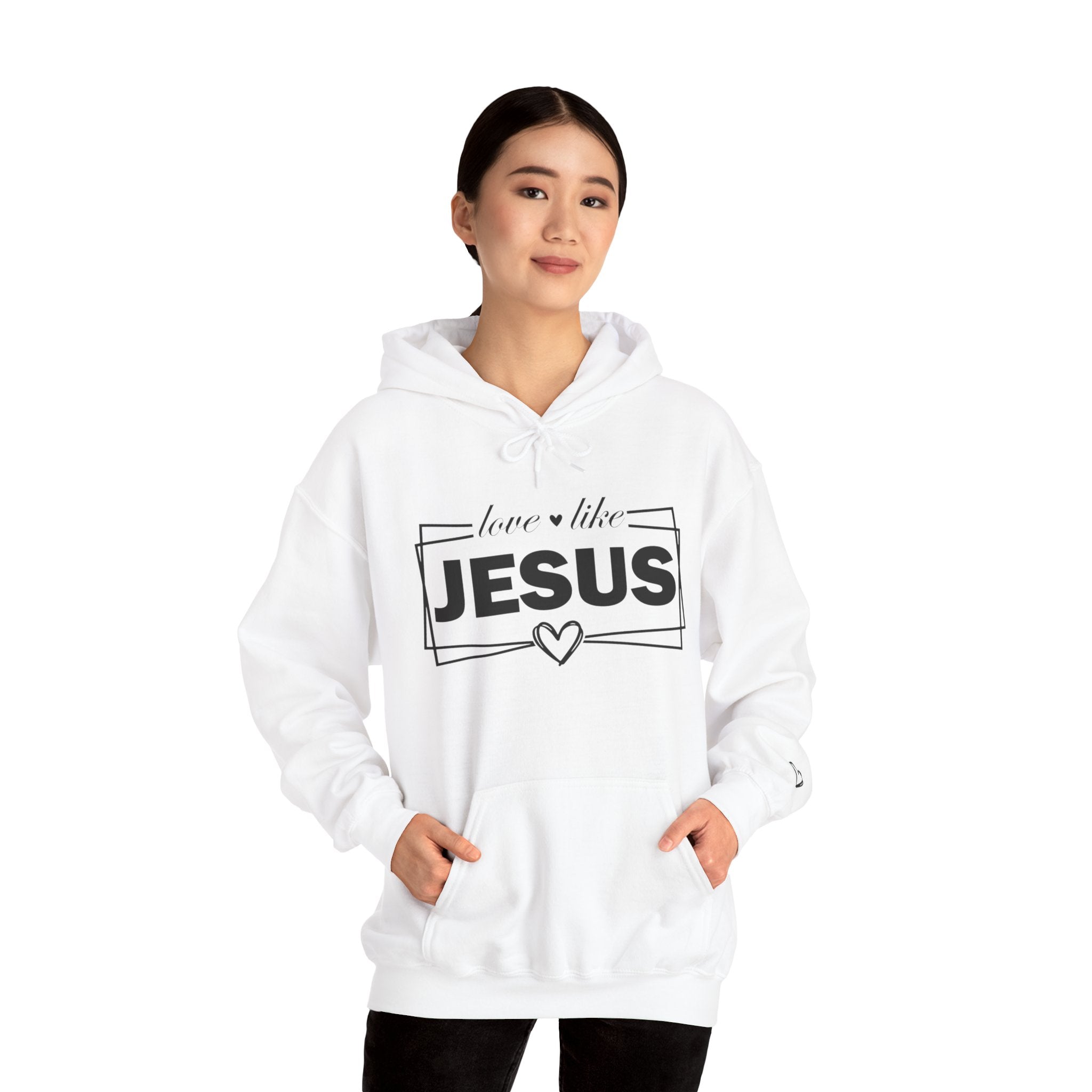 Love like Jesus Hoodie | Faith Christian Heart Sleeve Design