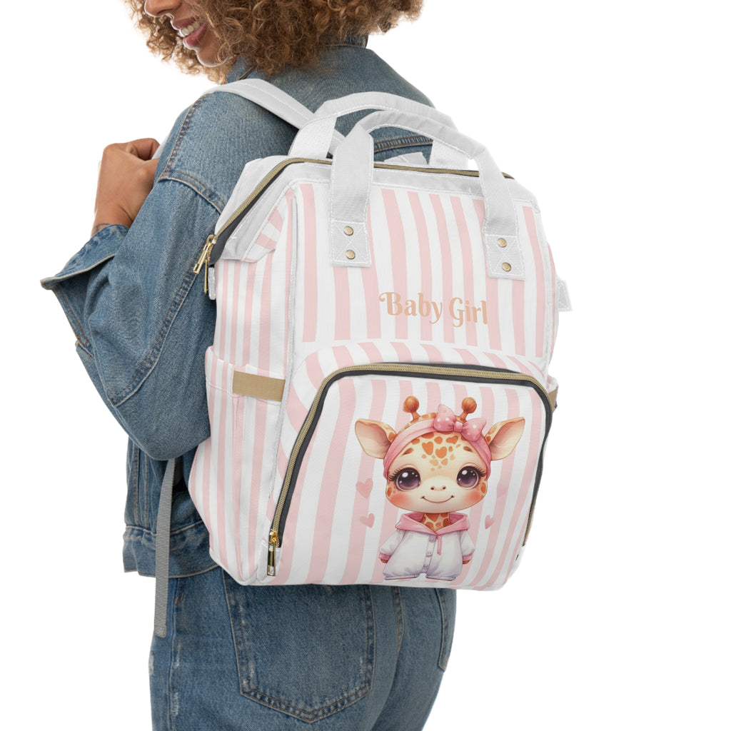 Girls Giraffe Baby  Diaper Backpack with "Psalm 46:5" Scripture