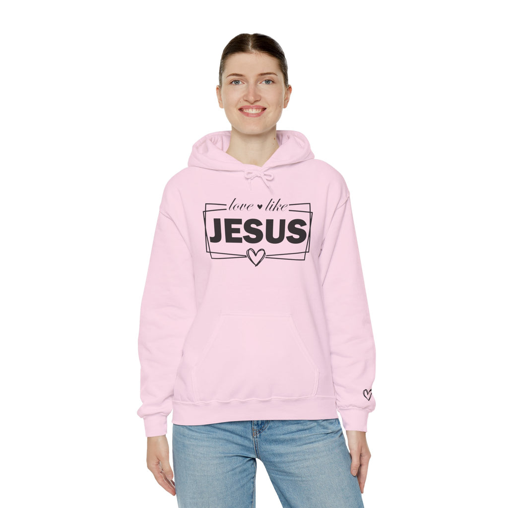 Love like Jesus Hoodie | Faith Christian Heart Sleeve Design