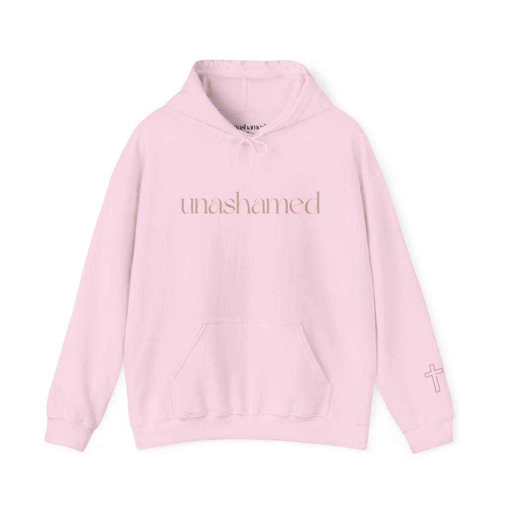 Men & Women Hoodies (Unisex) - I am UNASHAMED beige font