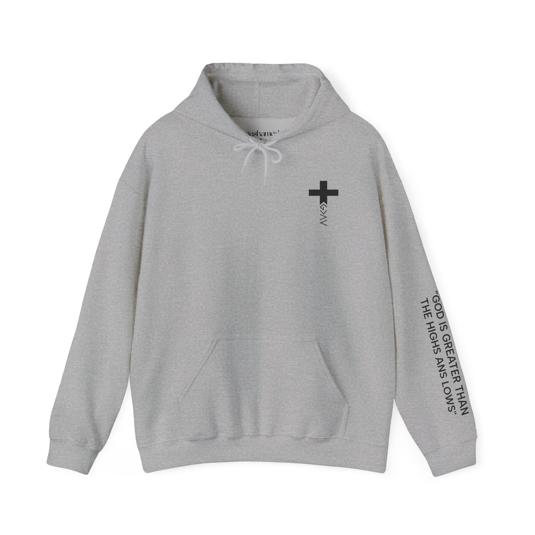 Men Hoodie - Romans 8:39 | GOD IS GREATER THAN MY HIGHS AND MY LOWS